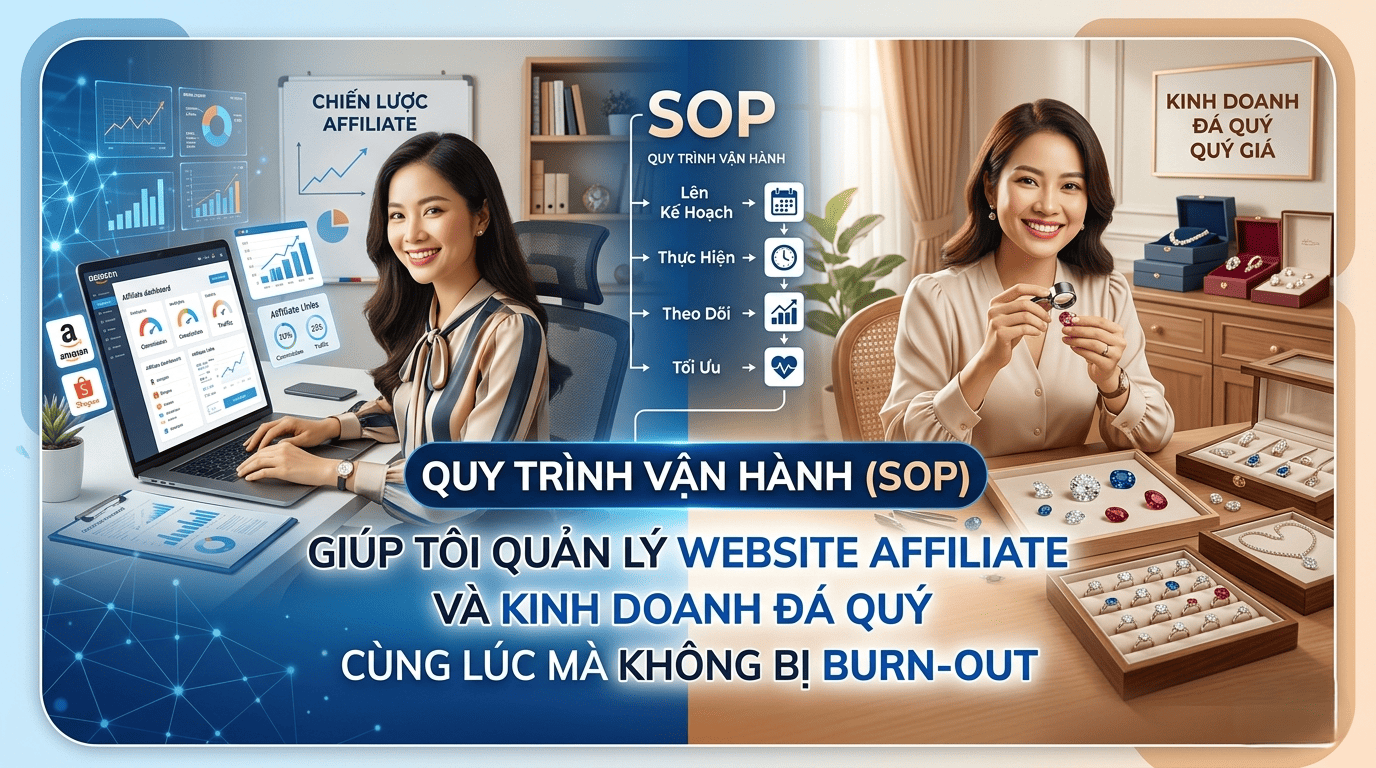 Quy Trình Vận Hành (SOP) Giúp Tôi Quản Lý Website Affiliate & Kinh Doanh Đá Quý Cùng Lúc Mà Không Bị Burn-out | MuaReHon.com