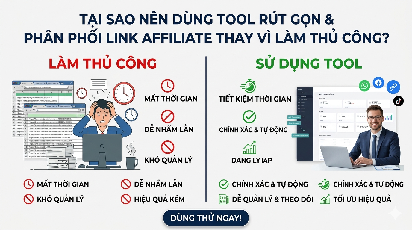 Tại Sao Nên Dùng Tool Rút Gọn & Phân Phối Link Affiliate Thay Vì Làm Thủ Công?